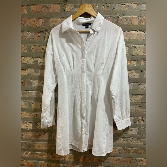 Sheer gauze button down shirt dress - Picture 1 of 5